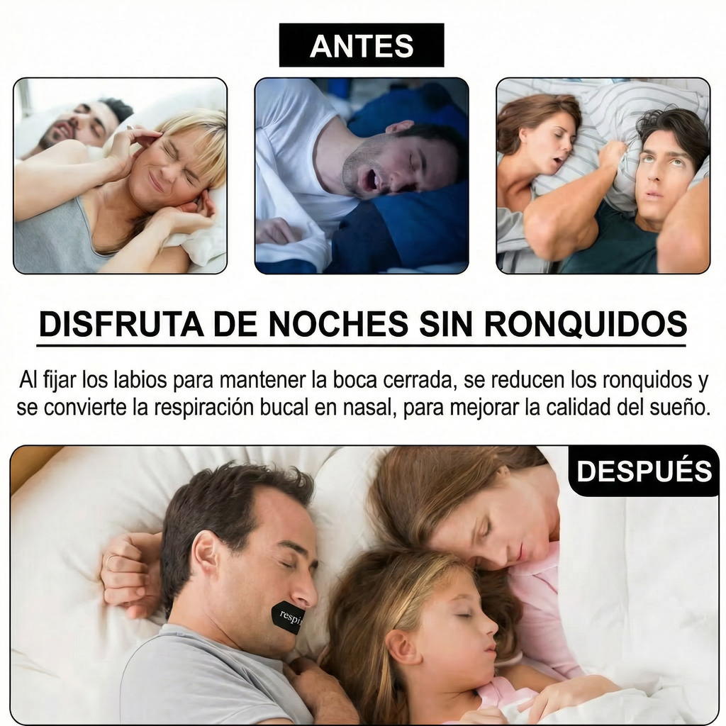 RespiCalma™ - Cinta Bucal Suave para Respiración Nasal Nocturna y Sueño Profundo